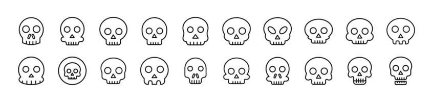 Skull Related Icon Set. Editable Stroke. Suitable for Web Sites, Books, Cards, Apps vector