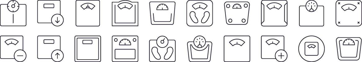 Set of Line Icons of Floor Scale. Editable Stroke. Minimalistic Linear Pictogram for Design of Cards, Apps, Banners, Posts vector