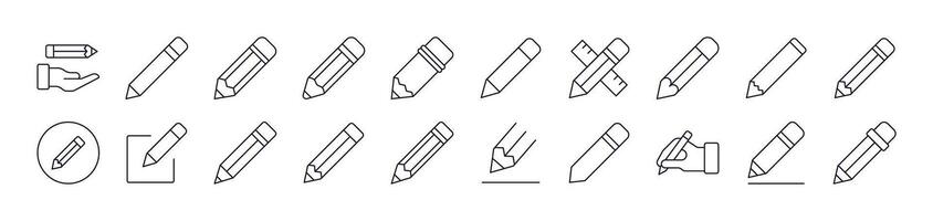 Collection of Line Icons of Pen. Editable Stroke. Minimalistic Linear Pictogram for Design of Cards, Apps, Banners, Posts vector