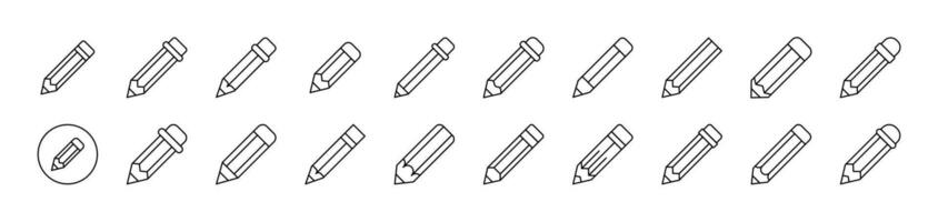 Pen and Pencils Related Icon Set. Editable Stroke. Suitable for Web Sites, Books, Cards, Apps vector