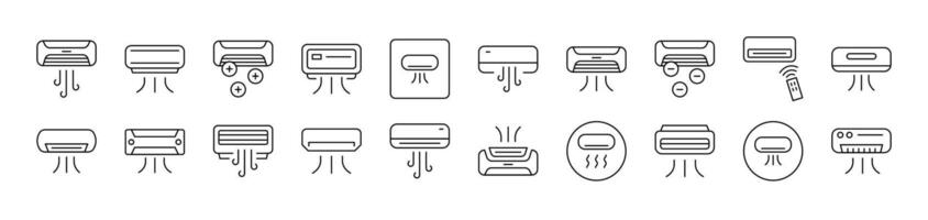 Air Conditioning Set of Thin Icons. Editable Stroke. Suitable for Web Sites, Books, Cards, Apps vector