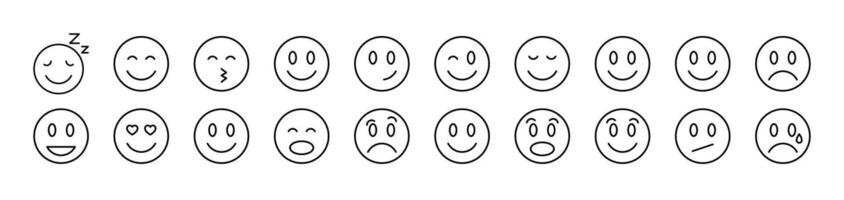 Smile Set of Thin Icons. Editable Stroke. Suitable for Web Sites, Books, Cards, Apps vector
