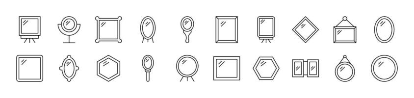 Mirror Related Icon Set. Editable Stroke. Suitable for Web Sites, Books, Cards, Apps vector