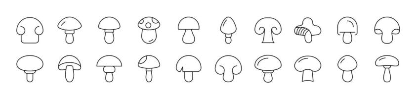 Mushroom Related Icon Set. Editable Stroke. Suitable for Web Sites, Books, Cards, Apps vector