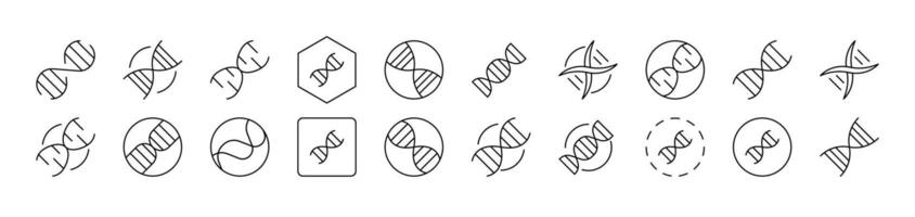 DNA Pack of Thin Icons. Editable Stroke. Suitable for Web Sites, Books, Cards, Apps vector