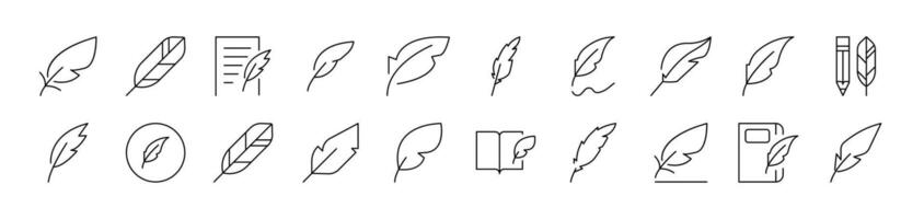 Feather Collection of Thin Icons. Editable Stroke. Suitable for Web Sites, Books, Cards, Apps vector
