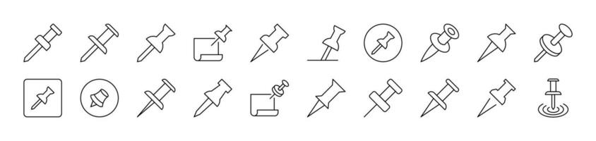 Push Pin for School and Office Related Line Icons for Web Sites, Books, Cards, Apps. Editable Stroke. Suitable for Web Sites, Books, Cards, Apps vector