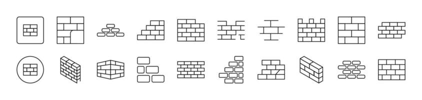 Brick Wall Related Line Icons for Web Sites, Books, Cards, Apps. Editable Stroke. Suitable for Web Sites, Books, Cards, Apps vector