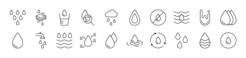 Water Bundle of Thin Icons. Editable Stroke. Suitable for Web Sites, Books, Cards, Apps vector