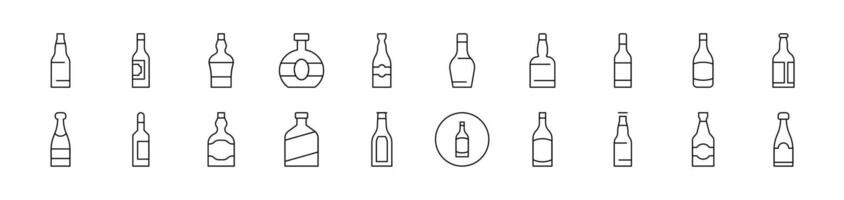 Bottle Simple Isolated Line Icons Collection. Editable Stroke. Suitable for Web Sites, Books, Cards, Apps vector