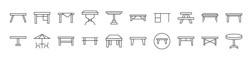 Table Simple Isolated Line Icons Collection. Editable Stroke. Suitable for Web Sites, Books, Cards, Apps vector