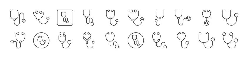 Stethoscope Bundle of Thin Icons. Editable Stroke. Suitable for Web Sites, Books, Cards, Apps vector