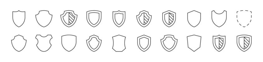 Shield Line Icon Bundle. Editable Stroke. Minimalistic Linear Pictogram for Design of Cards, Apps, Banners, Posts vector