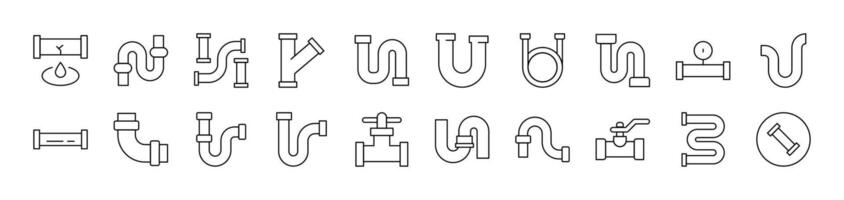 Pipe Pack of Thin Icons. Editable Stroke. Suitable for Web Sites, Books, Cards, Apps vector