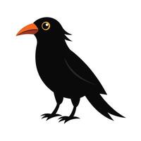 A hand drawing of a black bird with a blue beak and a black beak vector