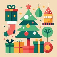 Christmas tree with many elements vector