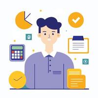 a smart book keeper tries to take records vector