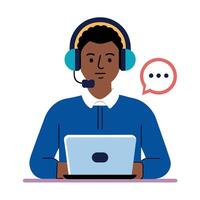 an operator is explaining something to a customer vector