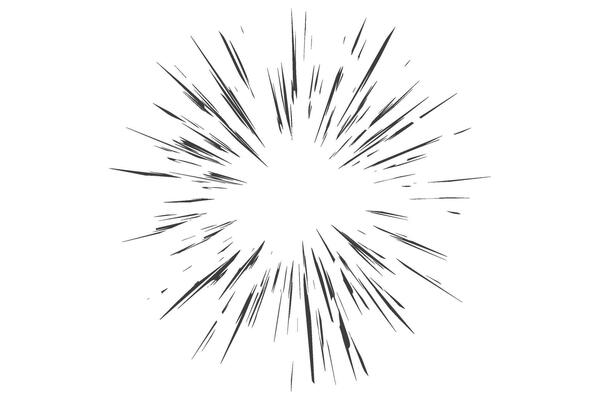 Speed lines effect for comic and manga books. Radial cartoon burst and concentric bomb explosion. Scream and shout motion. Abstract roar sound.