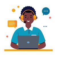 Call center an expert operator is explaining something to a customer vector