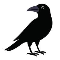 A drawing of a black bird with a blue beak and a black beak of crow vector