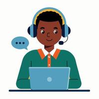 Call center professional operator is explaining something to a customer vector