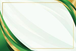 White background with curve green and gold decorative corner vector