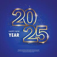 Happy New Year 2025 Design Set with 3D numbers and elegant color touch. Premium design for a banner, greeting card and book cover. vector