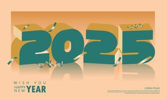 2025 Wish you Happy new year with number 3D concept greeting vector