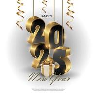Happy New Year 2025 Design Set with 3D numbers and elegant color touch. Premium design for a banner, greeting card and book cover. vector