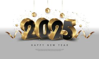 Happy New Year 2025 Design Set with 3D numbers and elegant color touch. Premium design for a banner, greeting card and book cover. vector