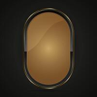 A Luxury rectangle Black and gold button with an oval-shaped design with a golden, metallic sheen at the center. The central oval has a smooth gradient. vector