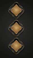 Set of three identical diamond-shaped icons positioned side by side. Each diamond has a golden, metallic appearance in the center, giving it a sleek vector