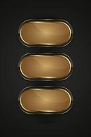 Groups of Four Luxury Black and gold buttons with premium stoked design, 4 metallic buttons at the center , illustration vector