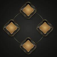 Set of circle Luxury rectangle Black and gold button with frame illustration. and circle 3d glossy elegant design for empty label, emblem, medal vector