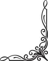 A black and white drawing of a corner with swirls vector