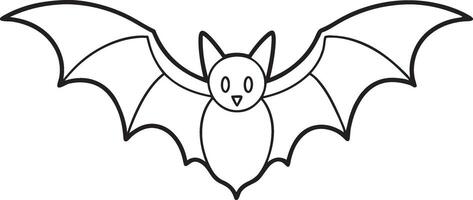 A bat coloring page with a black outline vector