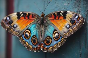 A butterfly with many colors on it photo