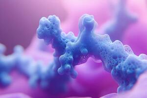 A close up of a purple bubble with blue bubbles photo