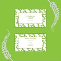 Print a green nature abstract shape business card template. vector