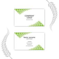 Print a green and white abstract shape business card template. vector