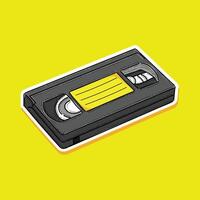 Retro VHS Cassette Tape Illustration Design Isolated in a Yellow Background, 90s VHS cassette tape, retro tech 90s 80s nostalgia vector