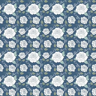 Seamless Pattern With Rose flowers, white rose, fashion, fabric, textile, print or wallpaper background, illustration