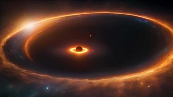 Black Hole's Grasp, A swirling accretion disk of gas and dust encircles a black hole, its immense gravity warping space and time. video