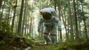 Astronauts collaborate in futuristic space suits, studying the environment of outer space and gathering valuable scientific data to shape video