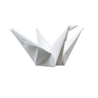 Elegant white origami crane with sharp folds and delicate structure on a transparent background enhancing minimalist beauty and intricacy of Japanese paper craft art png