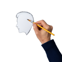 artista habilmente desenhando uma lado perfil com uma lápis em transparente fundo, capturando criatividade e precisão dentro silhueta artesanato png