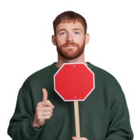 Man holding a stop sign and giving a thumbs up on a transparent background png