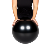 Person exercising with a stability ball on a transparent background in a fitness studio png