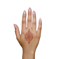 Elegant henna design on a hand with a transparent background showcasing intricate floral patterns and a soothing aesthetic png